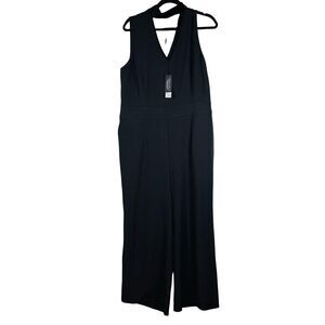 Lane Bryant Jumpsuit Womens 16 Black Infinite Stretch Wide Leg Sleeveless